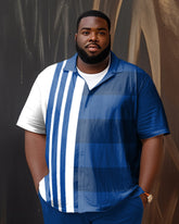 Men's Big & Tall Blue Line Color Matching Gradient Short Sleeve Walking Set